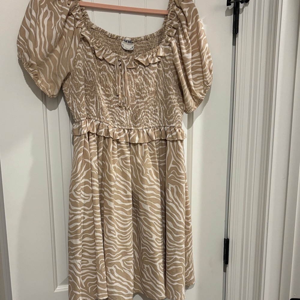 ARULA Tan Zebra Print Dress